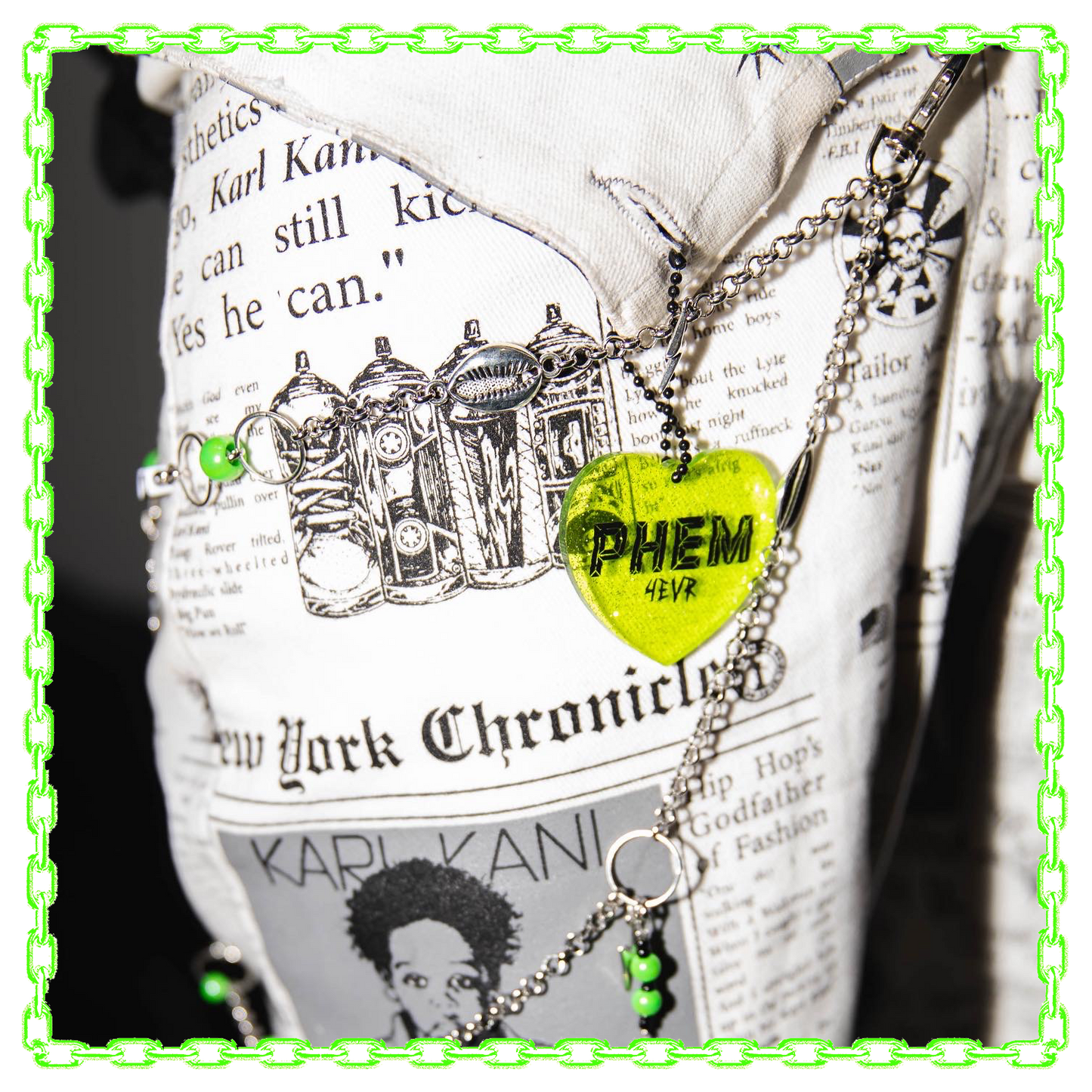 green heart keychain