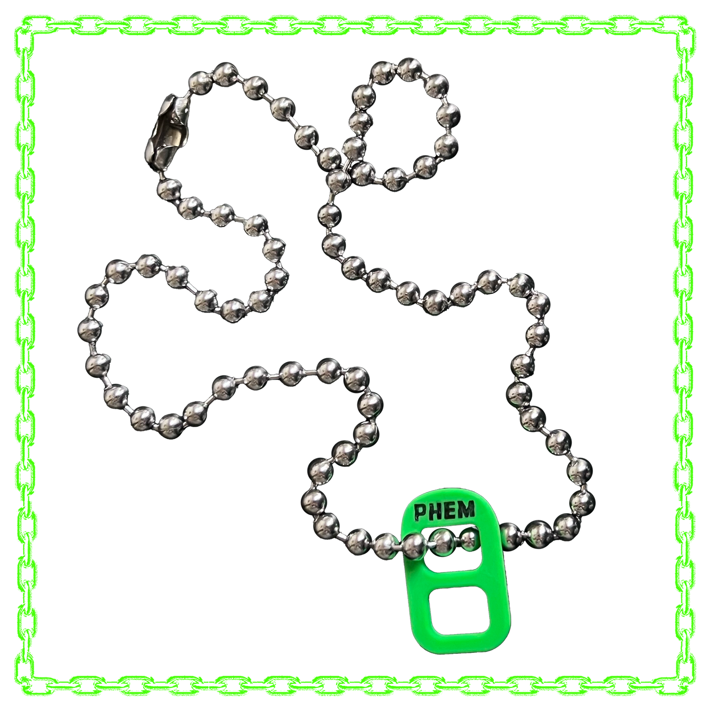 oversized green tab necklace