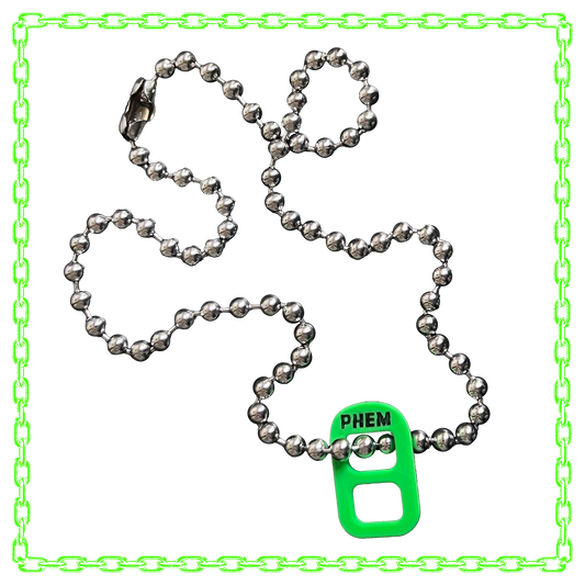 oversized green tab necklace